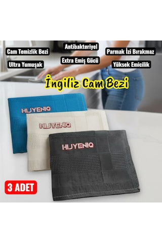 Technow Mikrofiber İngiliz Cam Bezi Mikrofiber Temizlik Bezi Sihirli Bez İz Bırakamayan 3 Adet 60 40 Cm Karışık