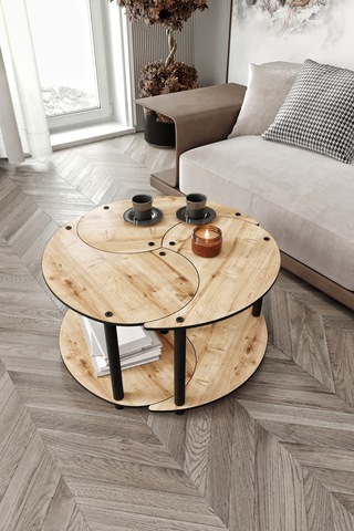 Yin Yang Unity Serenity Orta Sehpa 3 Lü Safir -meşe 70 Cm Meşe