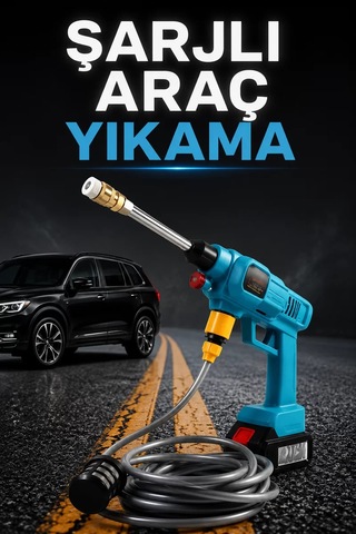 Şarjlı Kablosuz Yüksek Basınçlı Oto Ve Bahçe Yıkama Makinesi, Sulama Tabancası, 5 M Hortumlu Mh-hs2617-5819