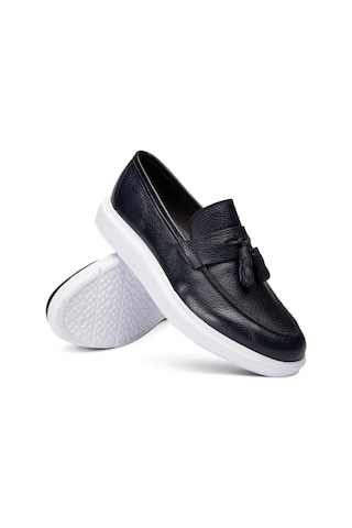 Deery Hakiki Deri Lacivert Comfort Erkek Loafer Lacivert