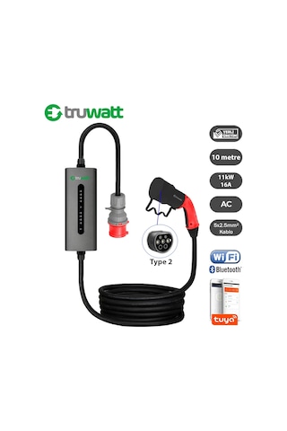 Truwatt 10 Metre 11kw Taşınabilir Elektrikli Araç Şarj Aleti