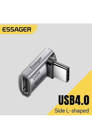 Essager Type-c Erkek Type-c Dişi Adaptör 40gbps 8k+4k Usb 4.0 Ce Lisanslı Çevirici Dönüştürücü Adaptör