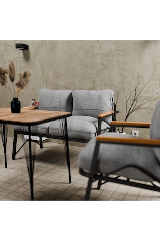 Mb Garden Furnıture Simetri Model, Balkon, Bahçe, Cafe, Metal Koltuk Takımı, Bahçe Takımı , Çay Seti, 2 1 1 Masa Gri