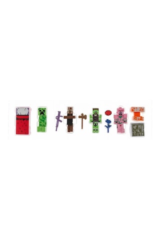 Creeper Minecraft 4 Karakter 7 Aksesuar 11 Parça Çocuk Figür Oyun Set