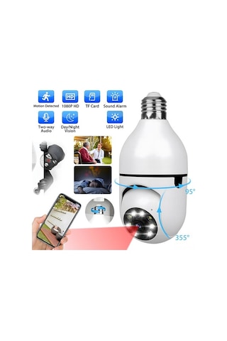 Artfulabode Yönlü Wifi W/32g Panoramik Kartı. Kamerası, Kamerası, Kamera, Ip İki Hareket Hafıza Güvenlik Gözetim Görüşü, Gece Ev E27 Dönme/eğilme Diğer Derece Ampul Algılama Alarmı, Akıllı 360 2.4ghz 1080p Ur Diğer