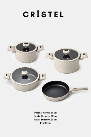 Cristel 7 Parça Tencere Seti Krem Krem
