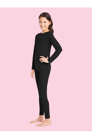 Tezzgelsin Kız Çocuk Termal Alt Üst İçlik Takımı Siyah