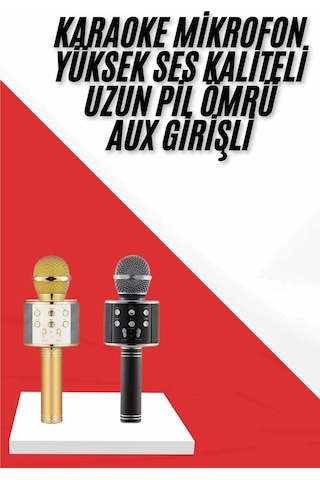 Karaoke Mikrofon Dahili Hoparlörlü Sd-usb-aux Girişli Bluetooth Hoparlör