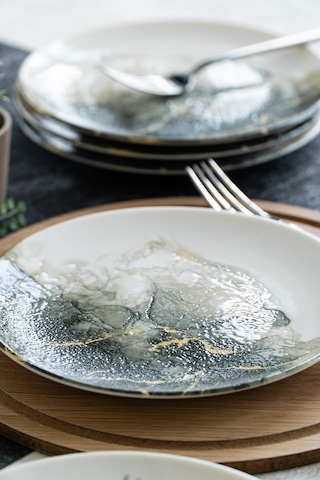Mermer 6 'lı Porselen Pasta Seti Çok renkli