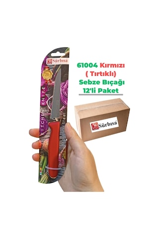 Sürbisa 61004 Sebze Bıçağı Kırmızı Lz1 Koli 12 Adet Tırtıklı Çok Renkli