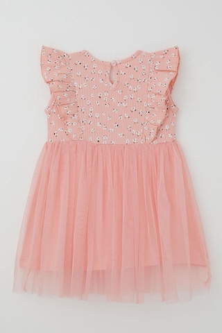 Breeze Kız Bebek Elbise Çiçekli Tüllü Fırfırlı 9 Ay-3 Yaş, Somon SOMON