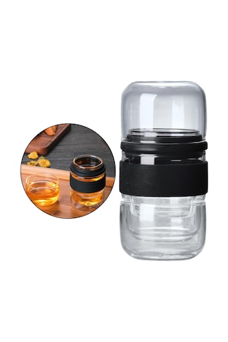 Homyl Seyahat Çay Seti Cam Ev Ofis Hediyeleri Için Siyah Siyah