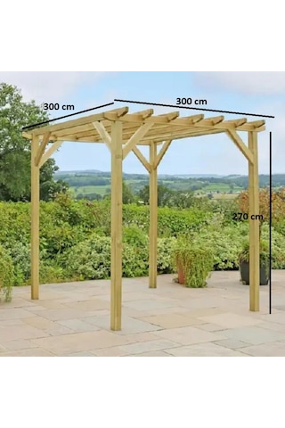 İahşap Veranda Ahşap 3x3 Metre Pergole Gölgelik Kamelya P12 Ebat-3x3 Metre Kahverengi