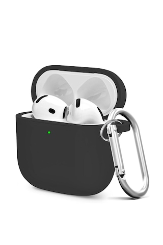 Apple Uyumlu AirPods 4. Nesil Soft Silikon Kılıf Düz Renkler Siyah