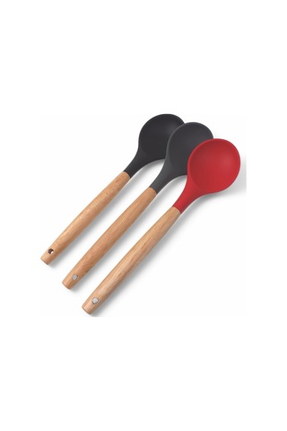 Deconox Bambu Saplı Silikon Servis Kaşığı, Bambu Uzun Silikon Servi Kaşığı 28cm 3 Renk Seçenekli, Yemeklerinizi Servis Etmek İçin Silikon Servis Kaşığı Kırmızı Sku: Smg8690010532367