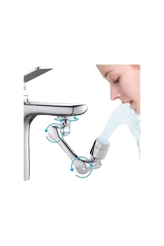 A1 1080 Derece Dönebilen Robotik Kol Musluk Başlığı, Musluk Gümüş