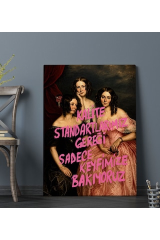 Bk Gift Vintage Klasik Sanat Esprili Sözlü Dekoratif Kanvas Tablo - 43 Çok Renkli