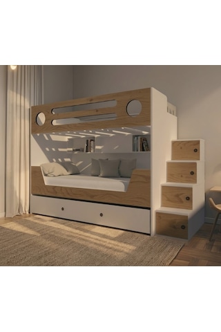 Beyzade Yavrulu Fonksiyonel Merdivenli Mdf Ranza Mb 2 90 x 190 CM
