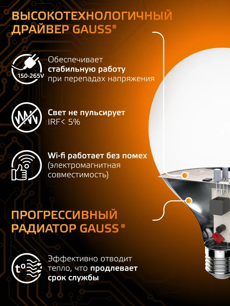 Gauss E27 G125 22w 3000k Ilık Işık Led Ampul 158442320