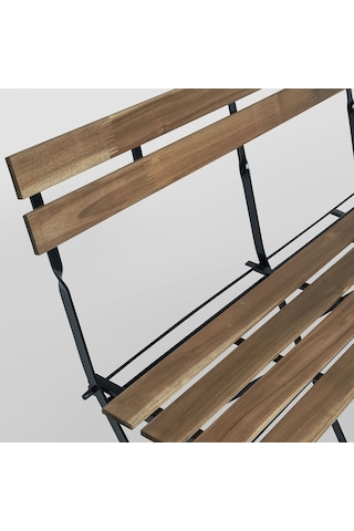 Katlanabilir Bahçe Bankı, Siyah-kahverengi, 100x46x82 Cm, Mindersiz Siyah