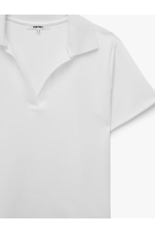 Koton Regular Fit Kısa Kollu Polo Yaka Tişört Beyaz 7wak50070ek