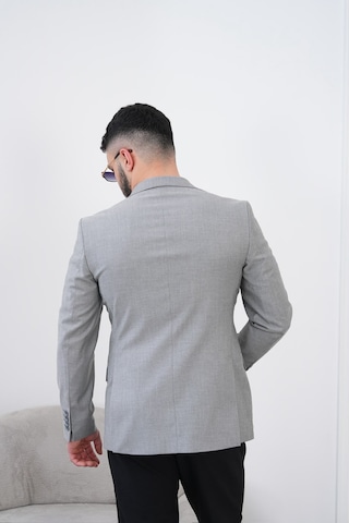 Dupont Classics Dupont Slim Fit Mono Yaka 6 Drop Çift Yırtmaç Keten Erkek Blazer Ceket - Nefes Alabilir Hafif Ceket Açık Gri