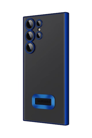 Noktaks - Galaxy Uyumlu S23 Ultra Uyumlu - Kılıf Kamera Korumalı Logo Gösteren Omega Kapak - Siyah - T26473 Siyah