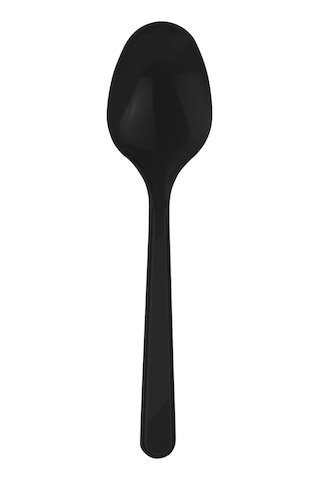 Plastik Siyah Kaşık - Parti Davet Piknik Çorba Yemek Kaşığı - 18 Cm. - 100'lü 5 Paket Siyah