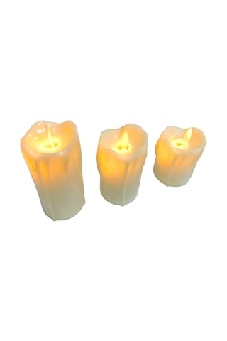 Led Li Hareketli 3 Lü Pilli Mum Erimiş Alevli Hareketli Mum Eriyen Mum Krem