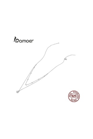 Bamoer 925 Ayar Gümüş Yonca Kolye Kolye Kadınlar İçin Moda Çift Katmanlı Kolye Güzel Takı Dostluk Hediye Gümüş
