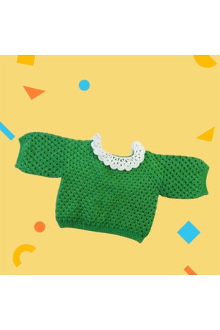 El İşi Yün Bebek Kazağı Yeşil