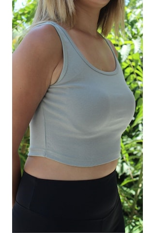 Afri Kadın Gri Basic Ribana Atlet Crop Likralı Spor Üst Gri