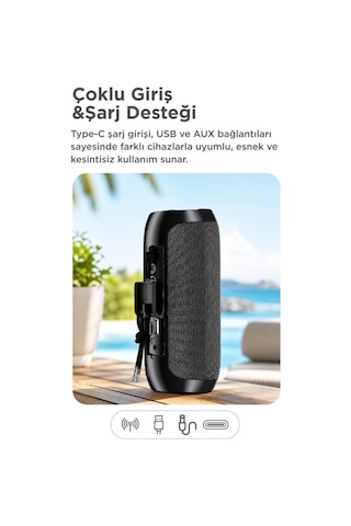 Bluetooth Hoparlör Kablosuz Taşınabilir Ses Bombası Tws Usb Tf D47 Kırmızı