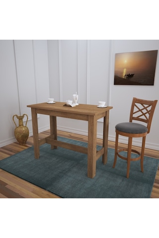 Pasific Home Barra Bar Masası Yüksek Yemek Masası, Koyu Meşe, 120x60