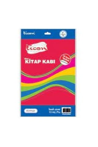 TİCON TEK KENARI YAPIŞKANLI HAZIR KİTAP KABI 10 lu  kırmızı