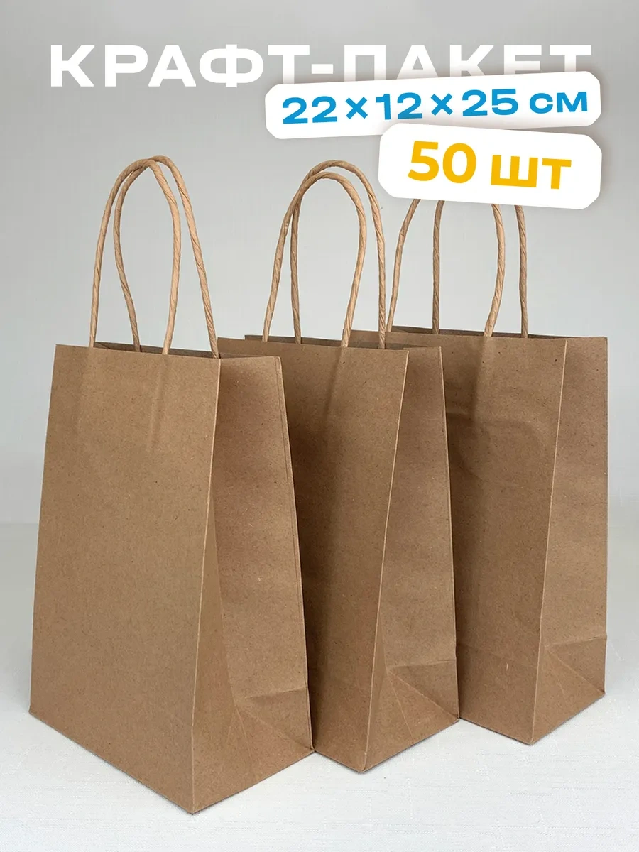 Somonmart Kağıt Kraft Hediye Çantaları, Saplı, 22x12x25 Cm, 50 Adet 271979153