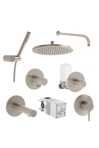 Vitra Origin Ankastre Duş Seti - 9 Parça - Fırçalı Nikel