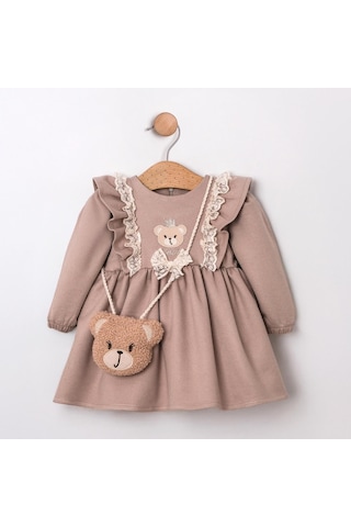 Cumino Kız Bebek Toffee Elbise Cmn-3737 Kahverengi