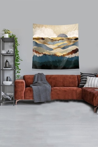 Pelangi Gold Doğan Güneş Leke Tutmaz Kadife Kumaş Duvar Örtüsü Duvar Halısı Tapestry Kwll323, 35 X 50 Diğer