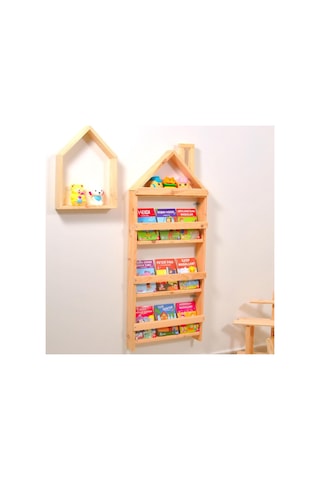 Markaawm Çocuk Odası Eğitici Montessori Mobilya Kitaplık Raf Duvar Rafı 4 Çok Renkli