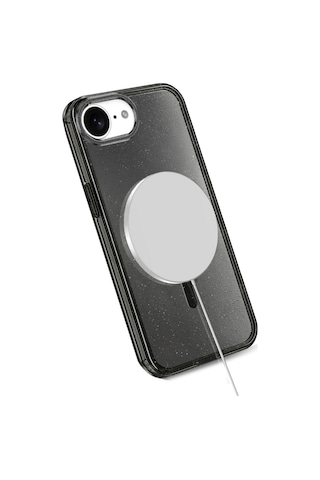Apple Uyumlu iPhone 17e / 16e Kılıf M-safe Şarj Özellikli Simli Sert Şeffaf Allstar Kapak Pembe