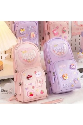 Urbannest Cbtx Kız Öğrenci Sırt Çantası, Sevimli Çok Gözlü Kalemlik, Pembe Pembe