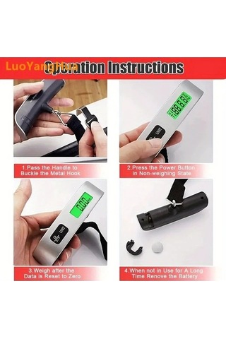 Fastbuy 110lb 50kg Wangxi Simli Seyahat Terazisi, Arka Led Lcd Ekranlı, Pil İle Çalışan, Tasinabilir, Asili, Arka Aydinlatmal Simli