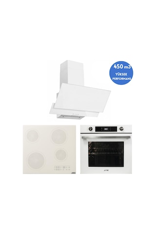 Alveus Afm Serisi Loreo Vitro  FM3301W + V6-05 + FM7701 Elektrikli Cam Beyaz Ankastre Set