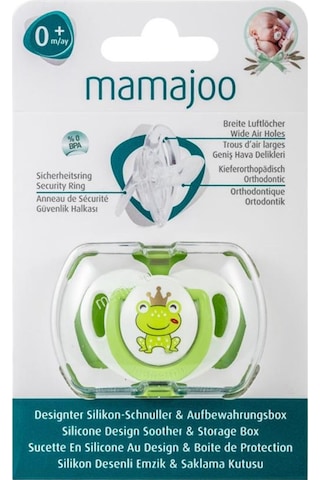 Mamajoo Tekli Desenli Emzik & Renkli Saklama Kutusu 0 Ay+ Kurbağa Prens Pembe