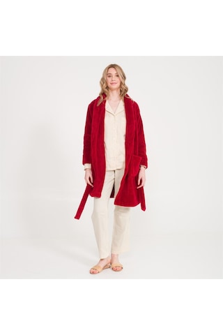 Kadın Welsoft Şal Yaka Polar Sabahlık Bordo
