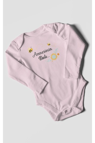 Morivokids Annesinin Balı Uzun Kollu Bebek Body %100 Pamuk Bebe Pembe