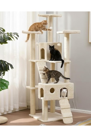 Pet Residence Kedi Tırmalama Evi Beyaz 170 X 60 X 50 Cm