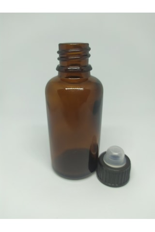30Ml Cam Amber Şişe Düz Kapak Kör Tıpalı (10 Adet)