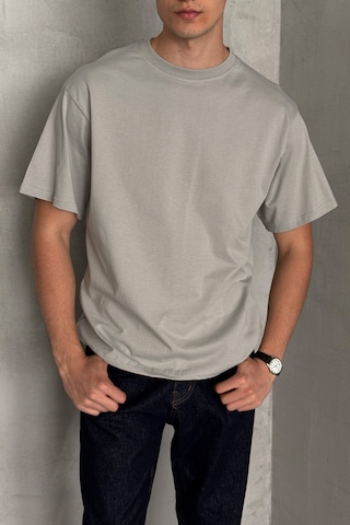 Hyman Erkek %100 Pamuk Oversize Basic T-shirt Gri